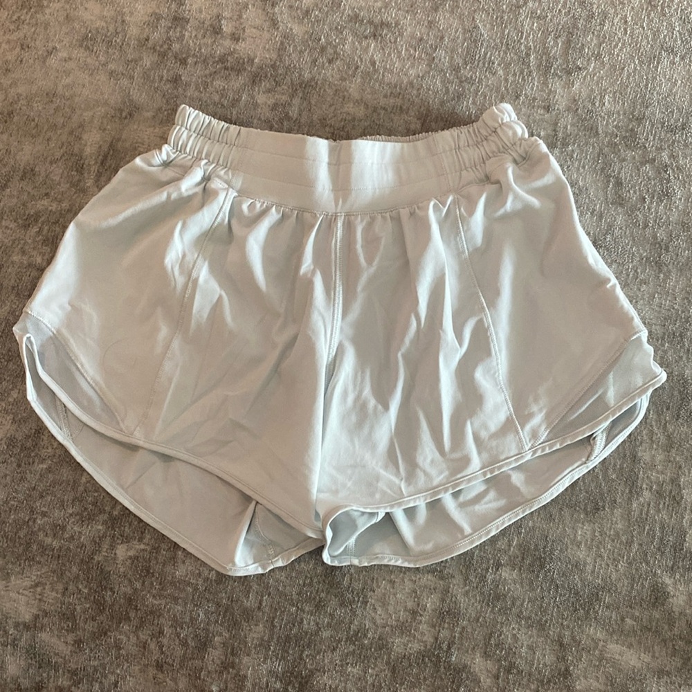 Lululemon Hotty Hot size 4 low rise shorts. Very faint light blue color. {1022}